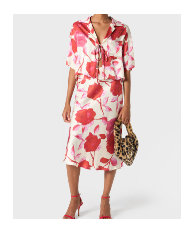 Blumarine Floral-print Midi Skirt In White