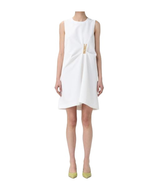 Moschino Peg-patch Sleeveless Midi Dress In White