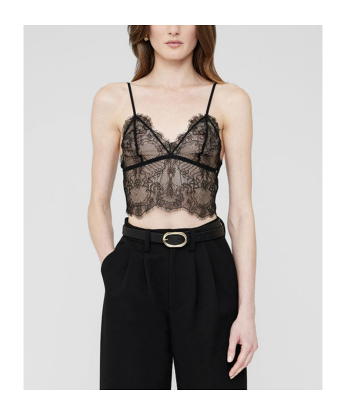 Anine Bing Lace Bralette In Black In Gray
