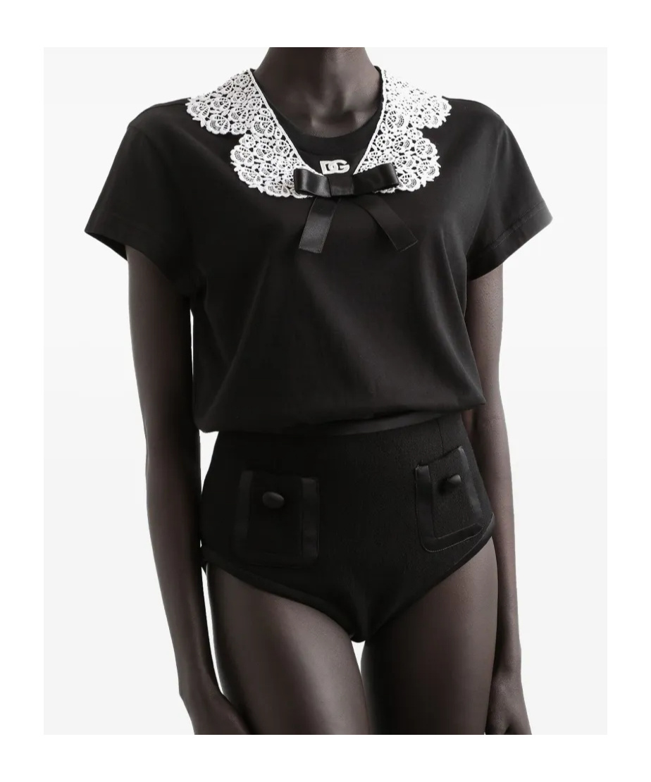 Dolce & Gabbana Lace-trim Blouse In Black