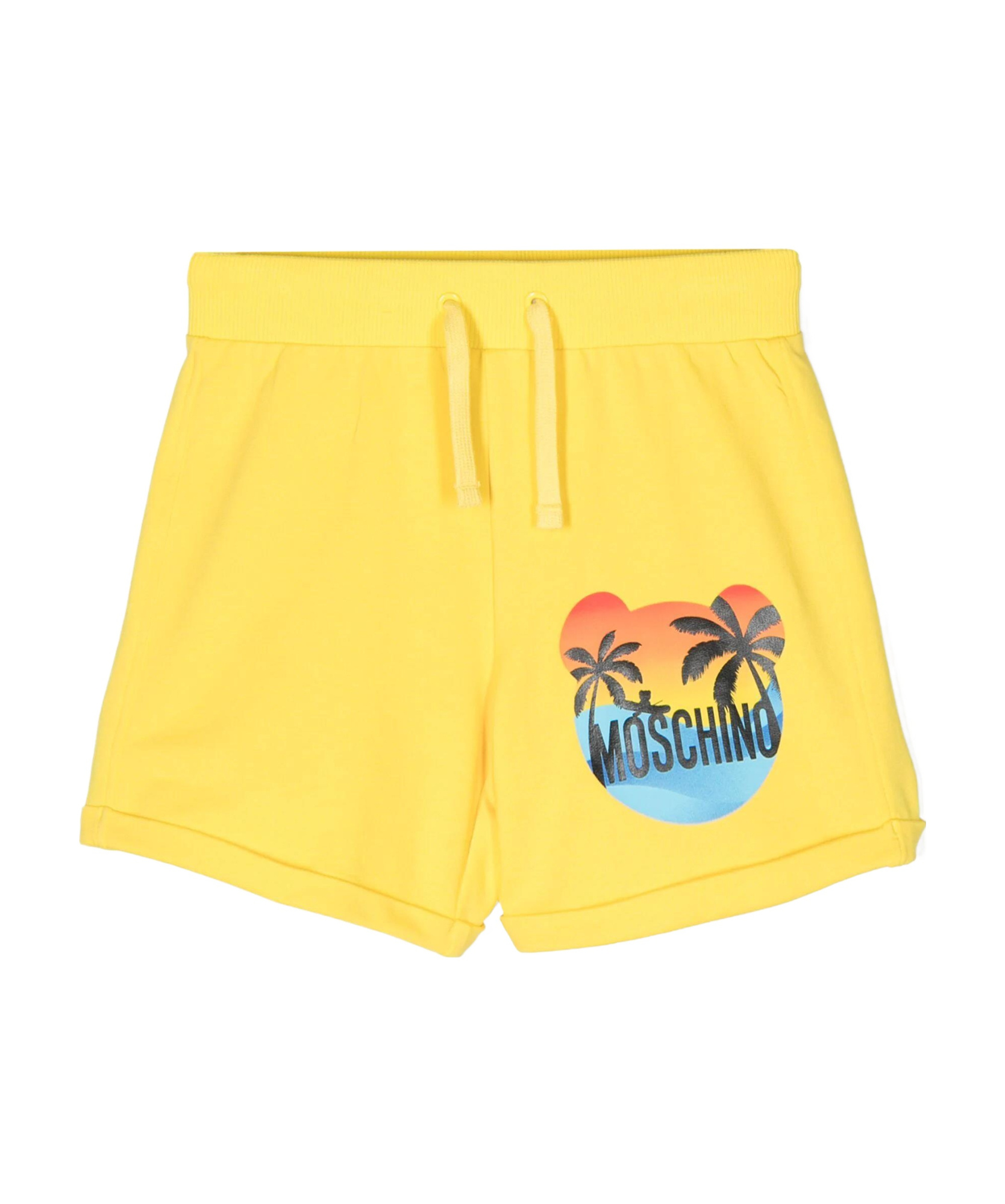 Moschino Beach-print Track Shorts In Yellow