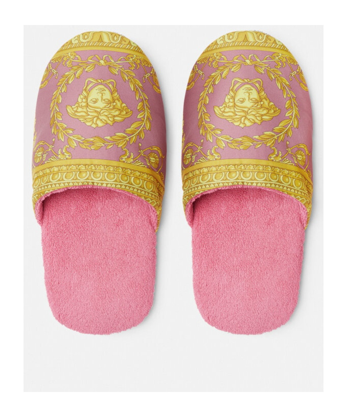 Versace Home Round Head Slippers In Pink