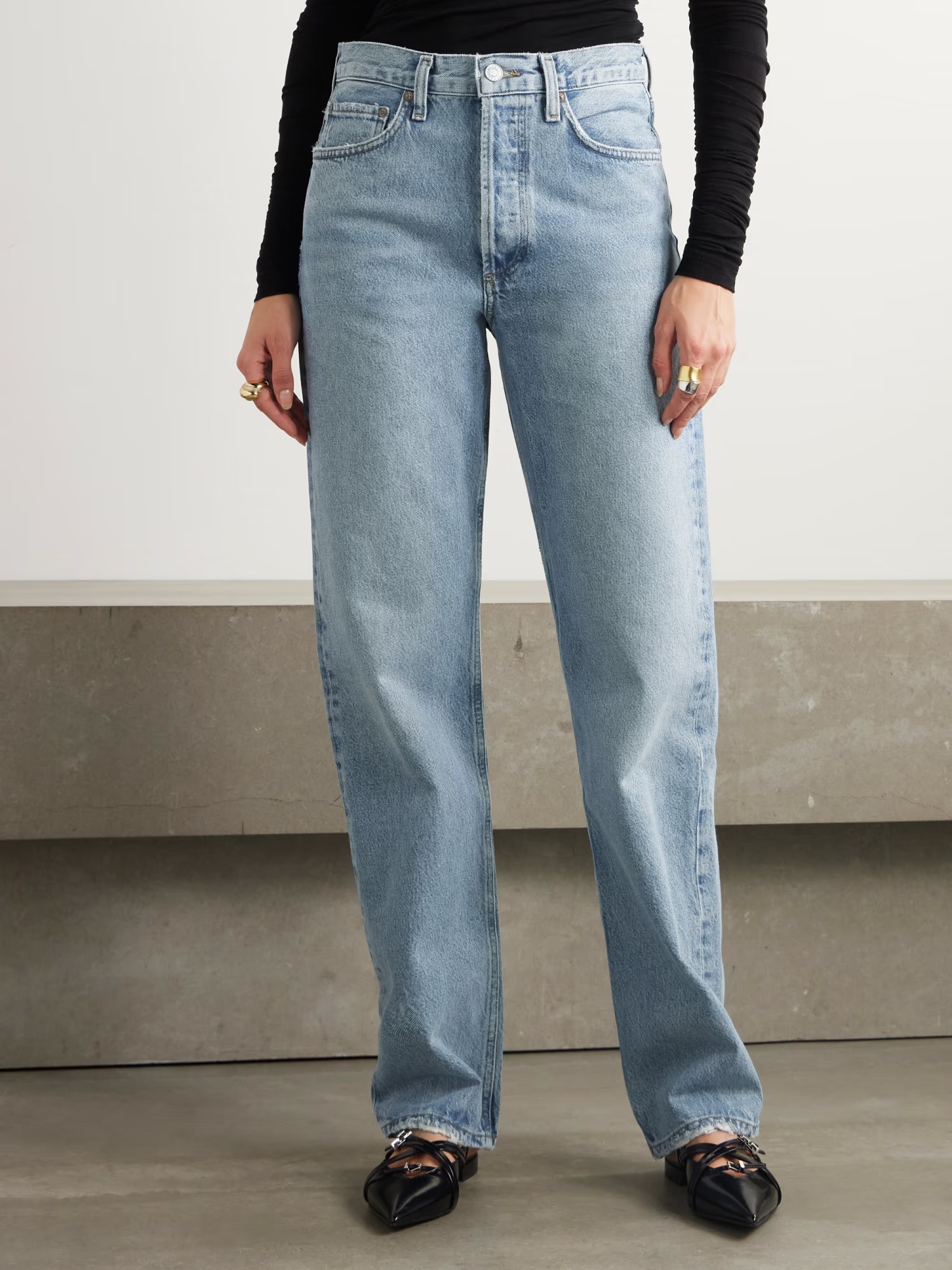 Agolde High Waist Straight Jeans In Blue