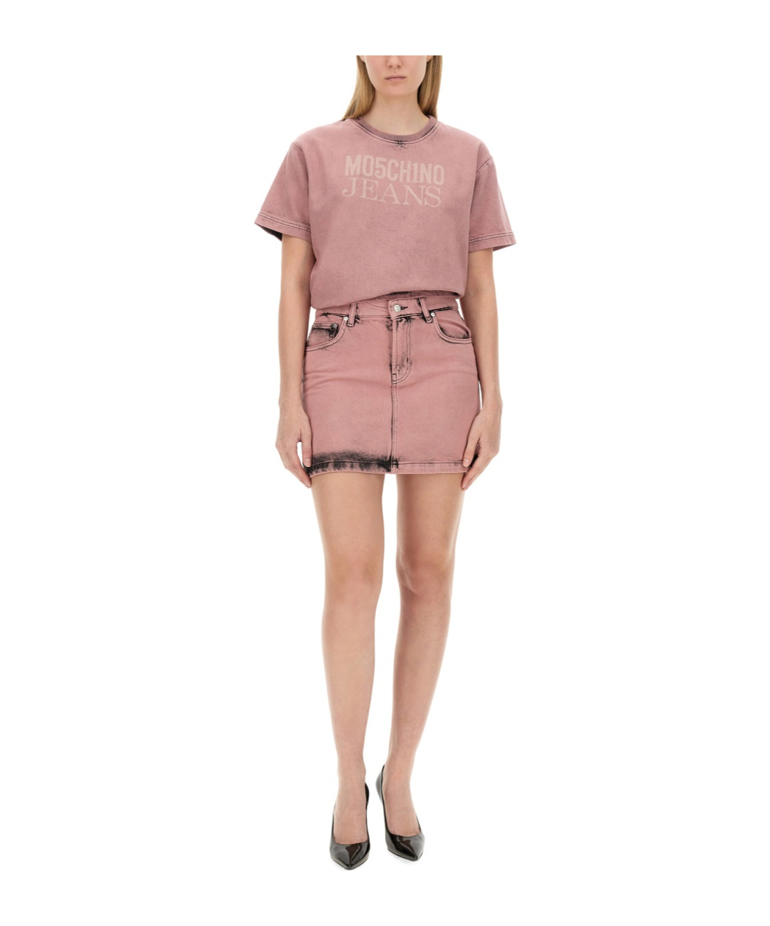 Moschino Belt-loop Skirt In Nude