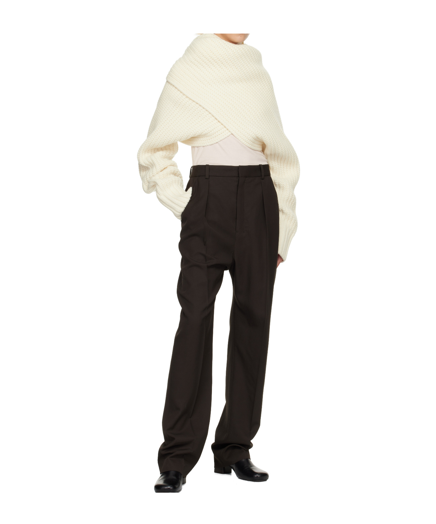 Sacai Off-white Wool Knit Pullover Turtleneck In White