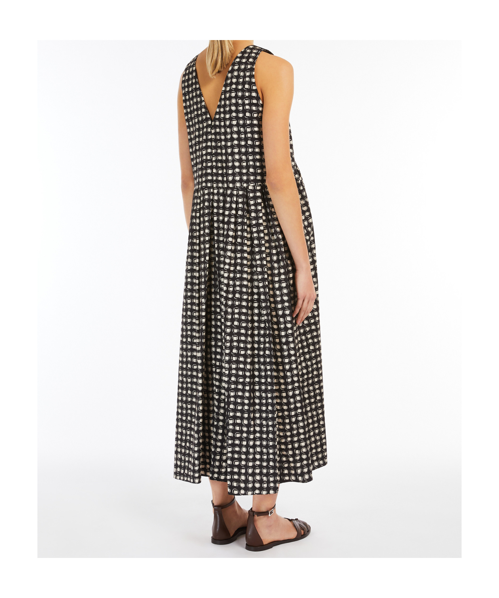 Max Mara Check Cotton Dress In Black