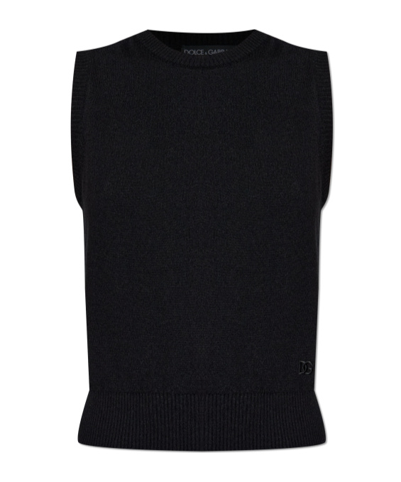Dolce & Gabbana Sleeveless Round-neck Top In Black