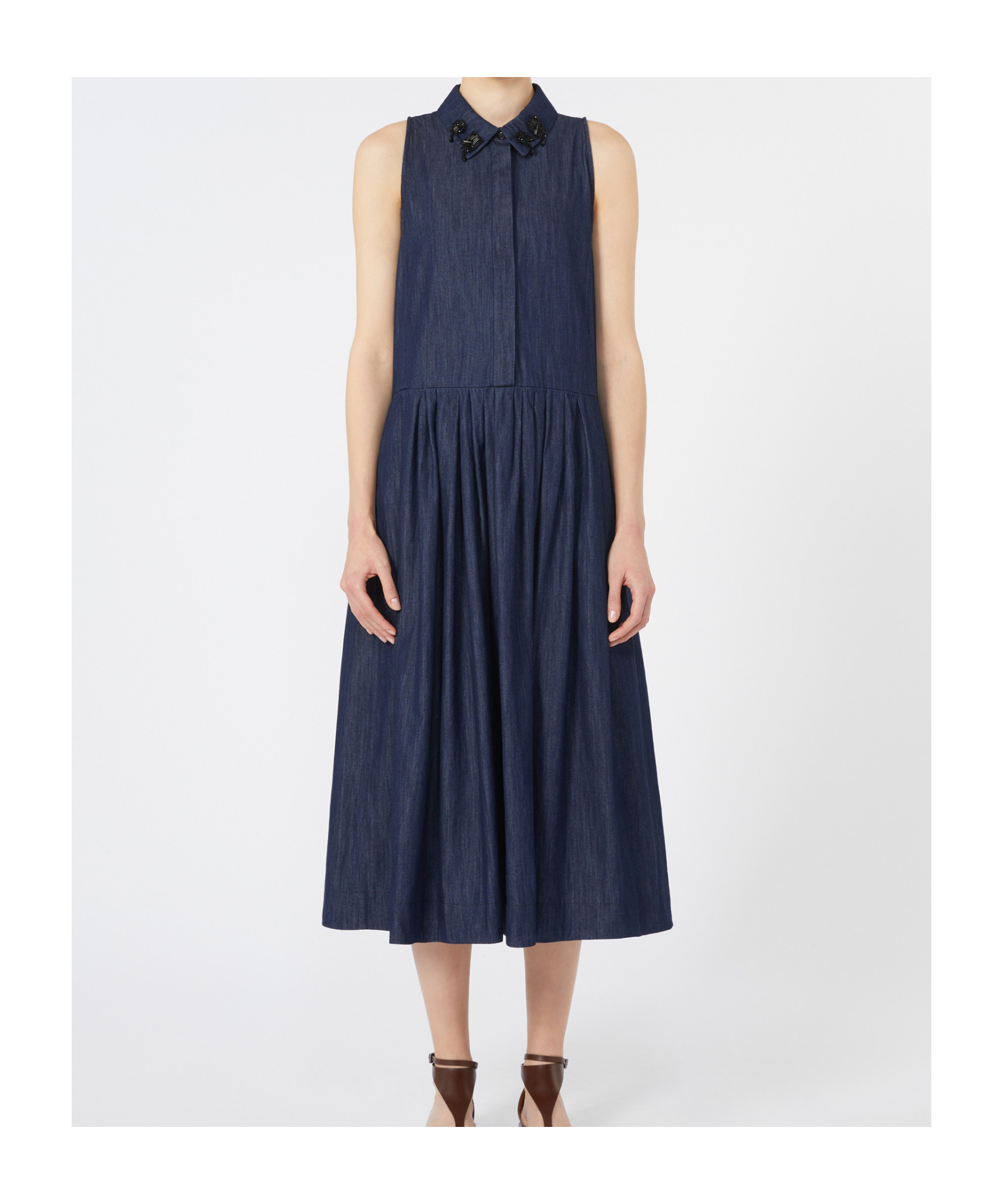 Max Mara Elena Midnight Blue Cotton Dress
