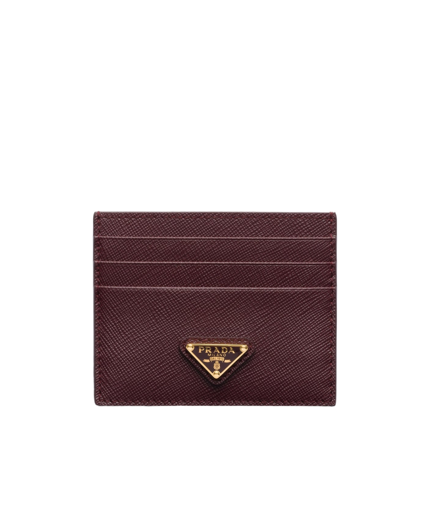 Prada Logo Plaque Card Holder In Burgundy