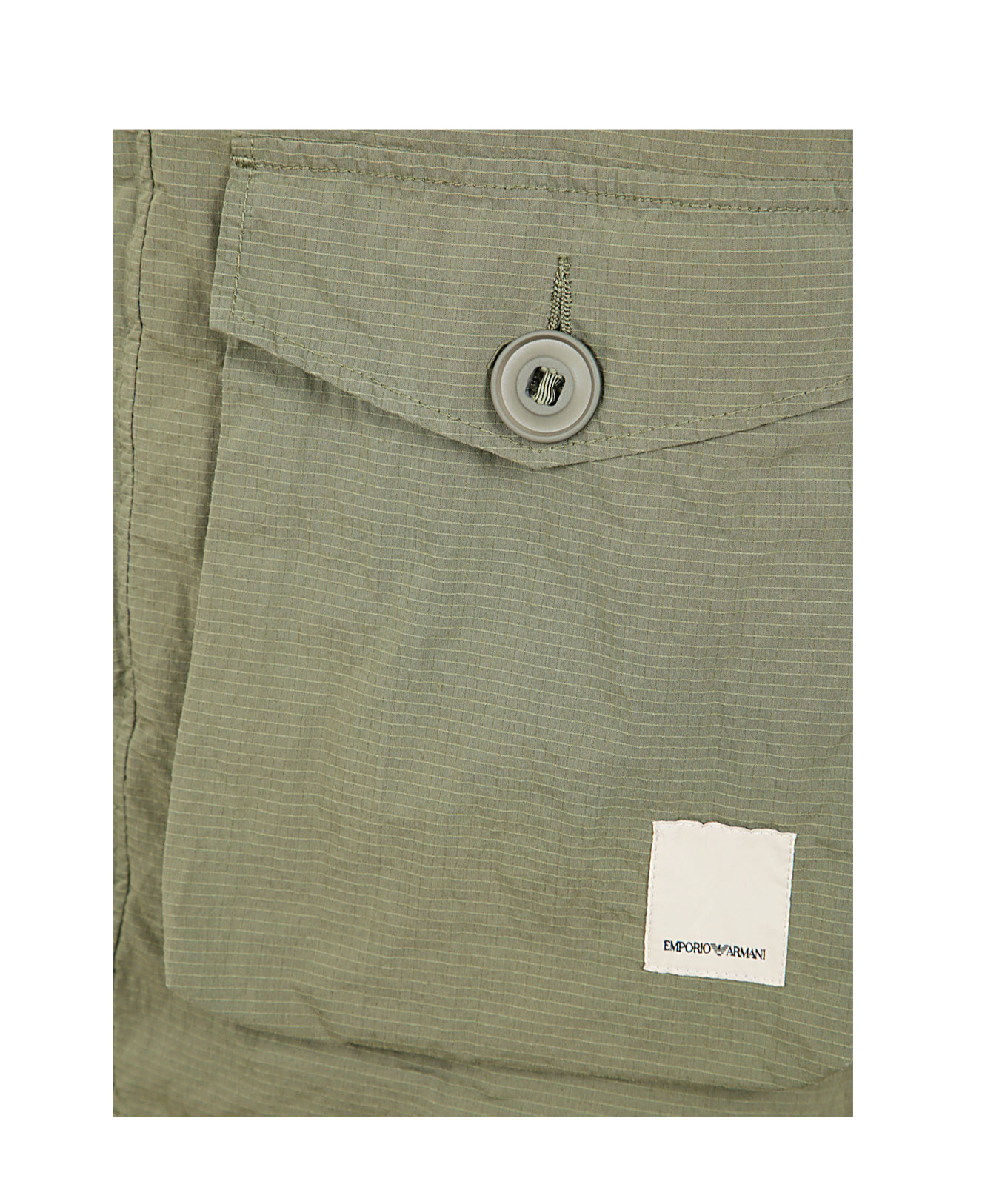 Emporio Armani Drawstring Ripstop Hooded Jacket In Gray