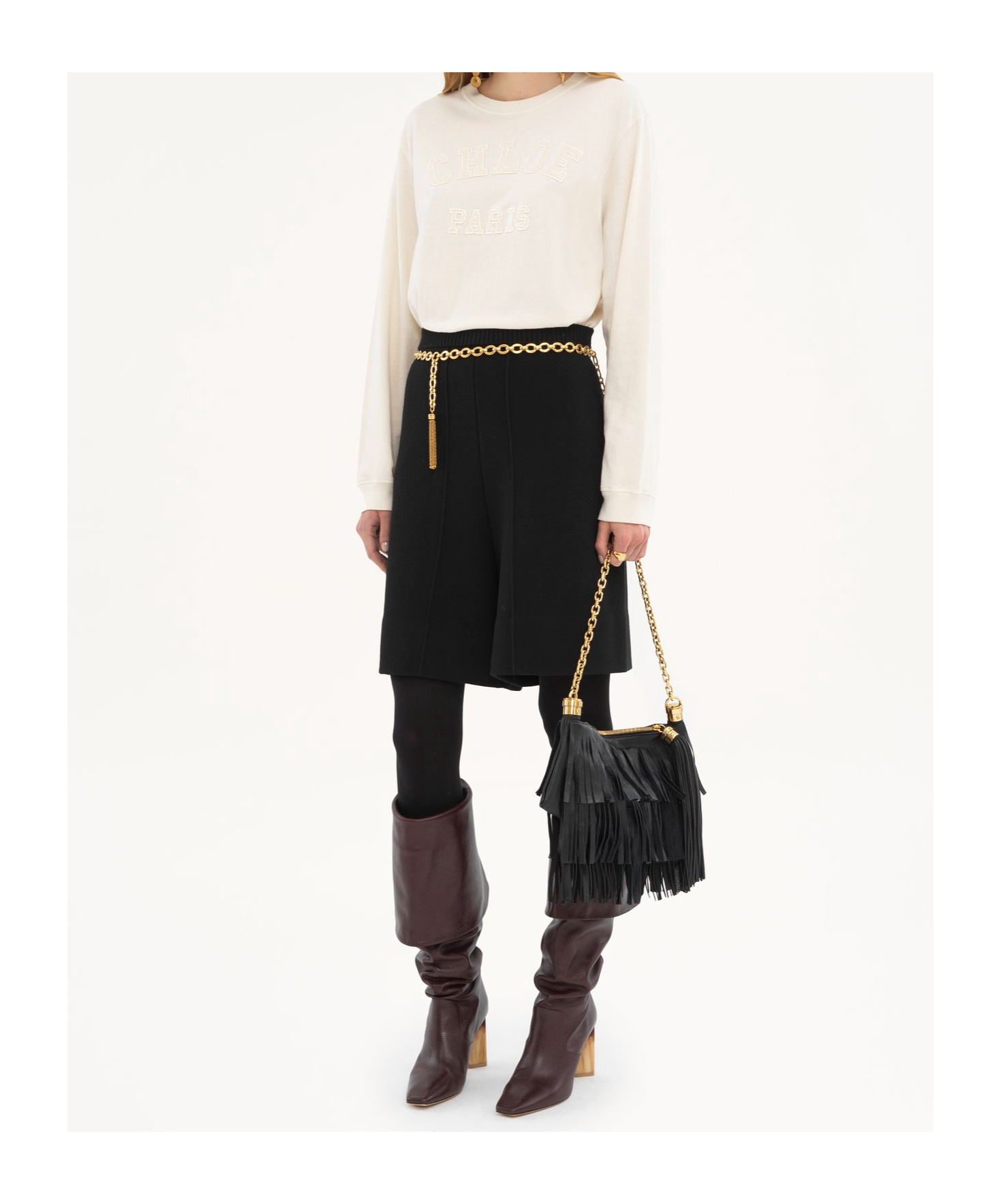 Chloé Long-sleeved Loose T-shirt In White