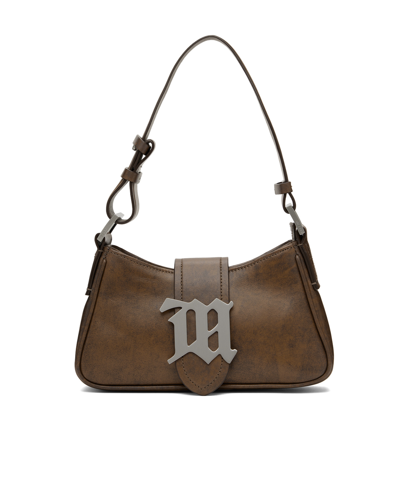 Misbhv Brown Small Leather Shoulder Bag In Green