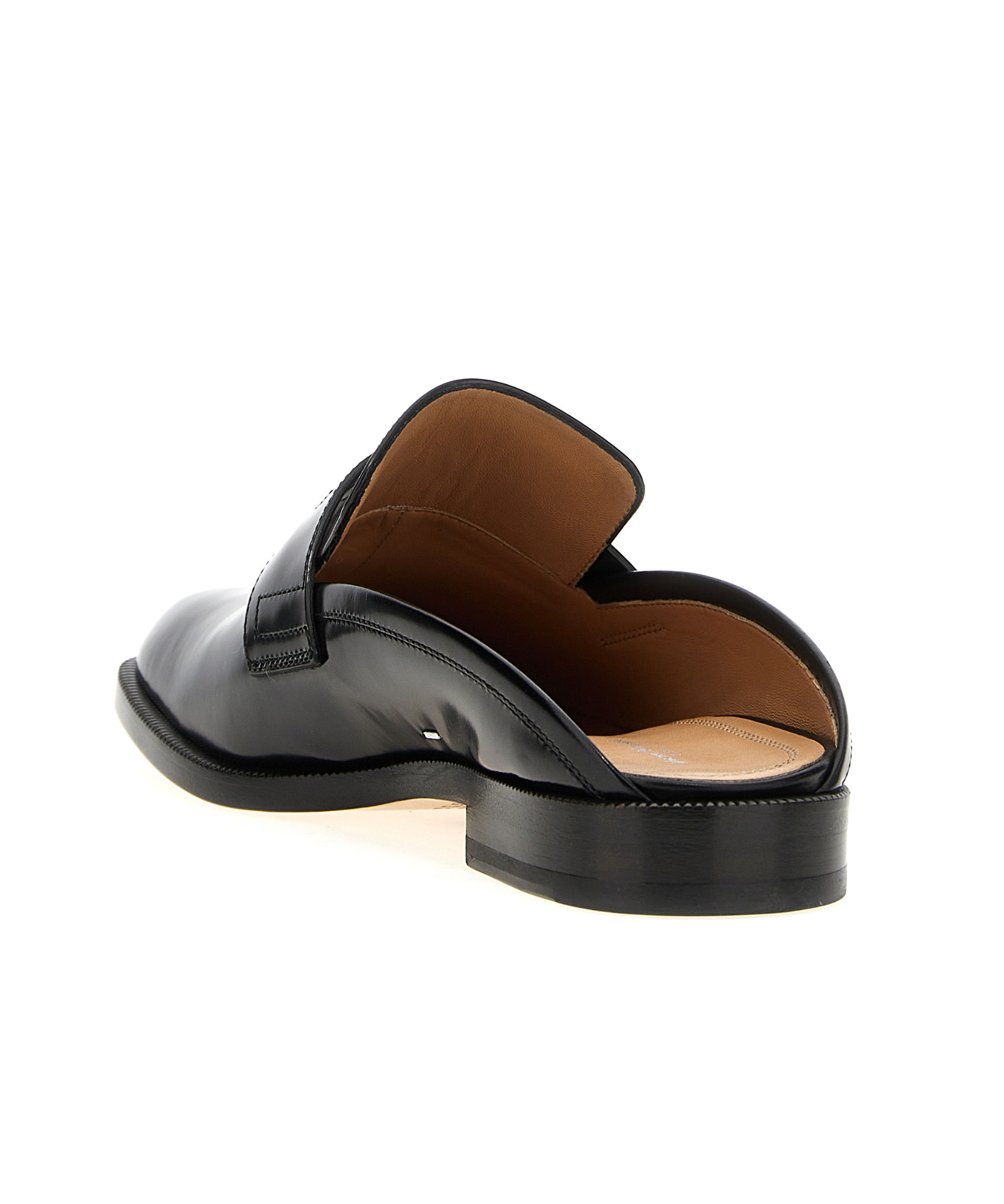 Maison Margiela Tabi City Calf Leather Flat Mules In Black