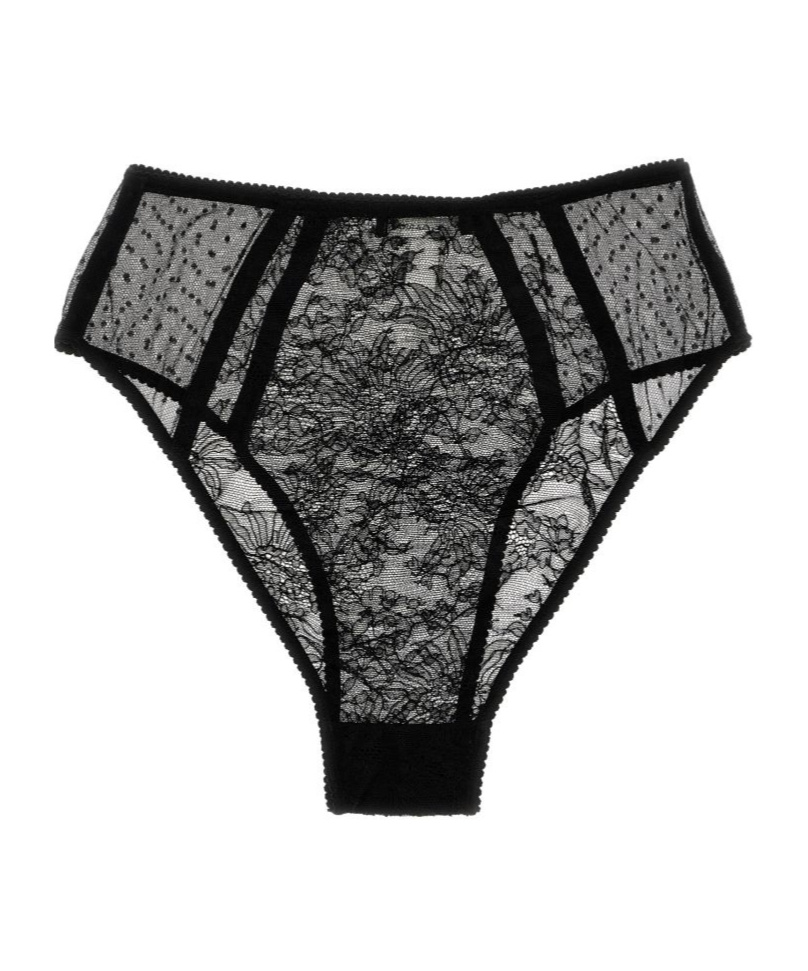 Dolce & Gabbana Lace Briefs High-waist Design Sheer Fabric In Black