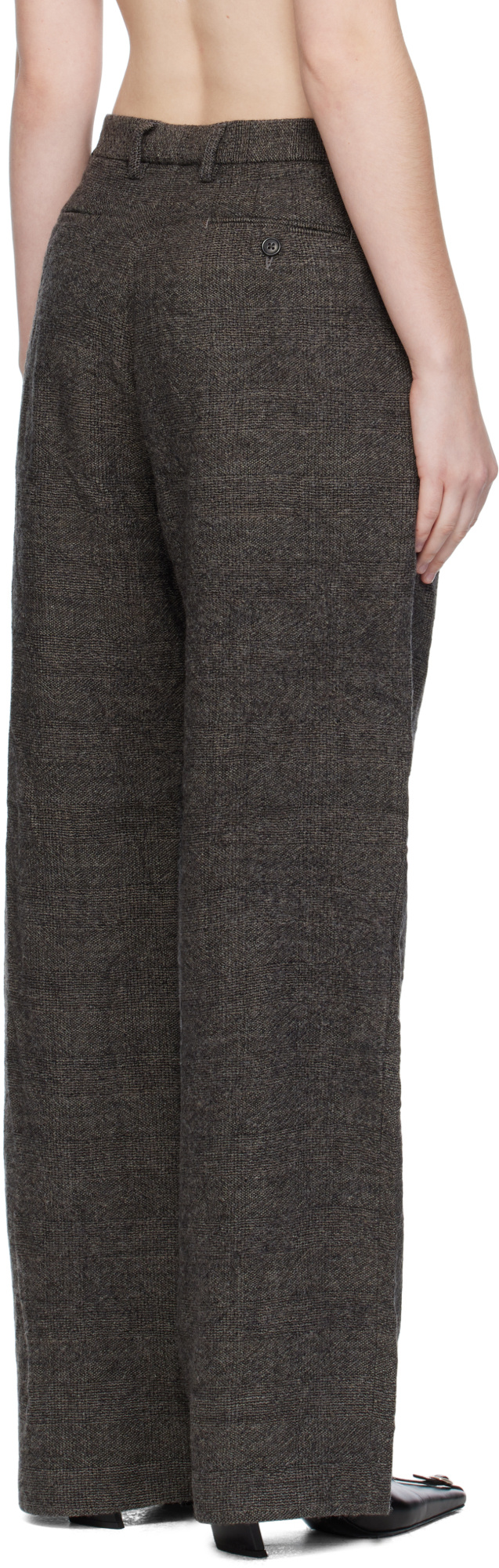 R13 Gray Wide Leg Trousers In Brown