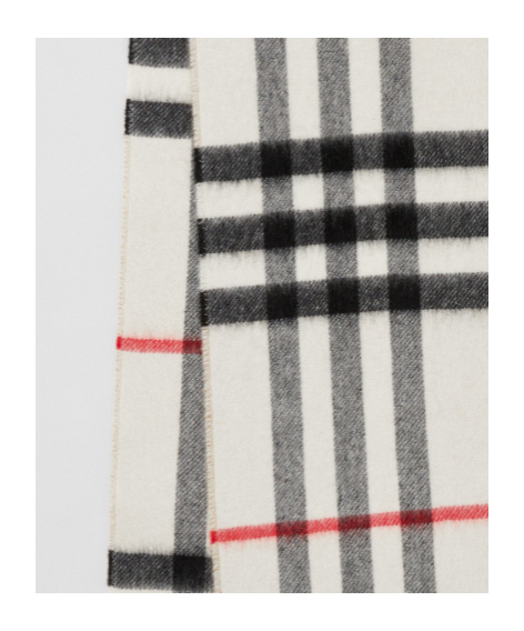 Shop Burberry Contrast-check Cashmere Scarf In White