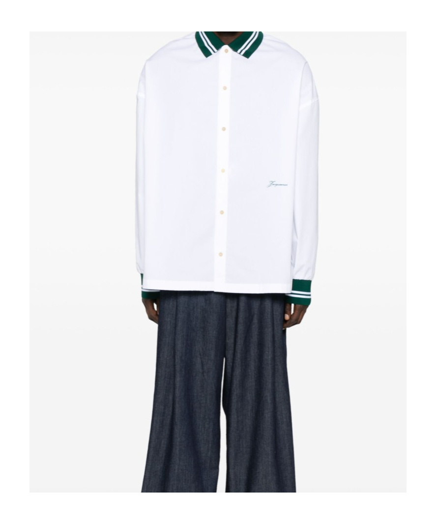 Jacquemus La Chemise Baseball White Shirt With Embroidered Logo On The Front In Cotton Man In White