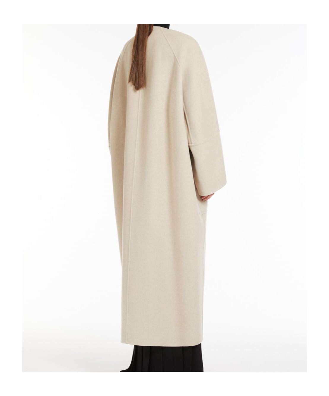 Max Mara Album Collarless Cashmere Long Coat In Nude
