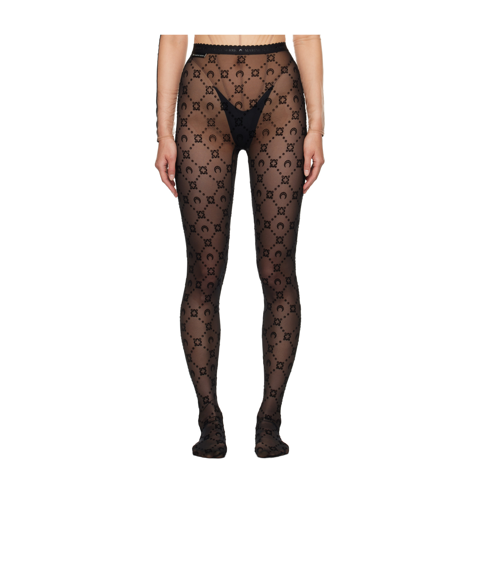 MARINE SERRE LOGO PATTERN DETAIL PANTYHOSE 