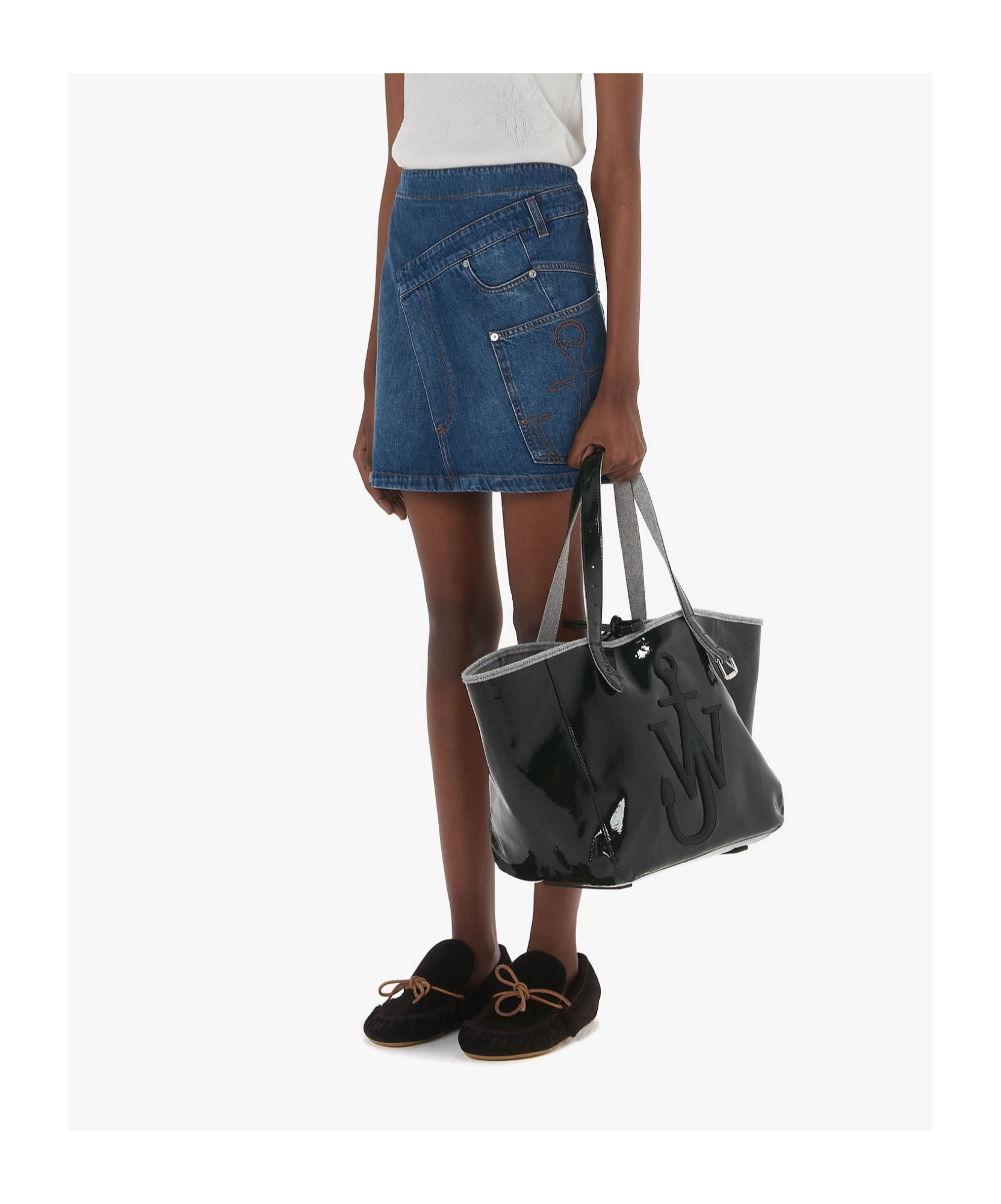 Jw Anderson Mini Skirt With Asymmetric Design And Pockets In Blue