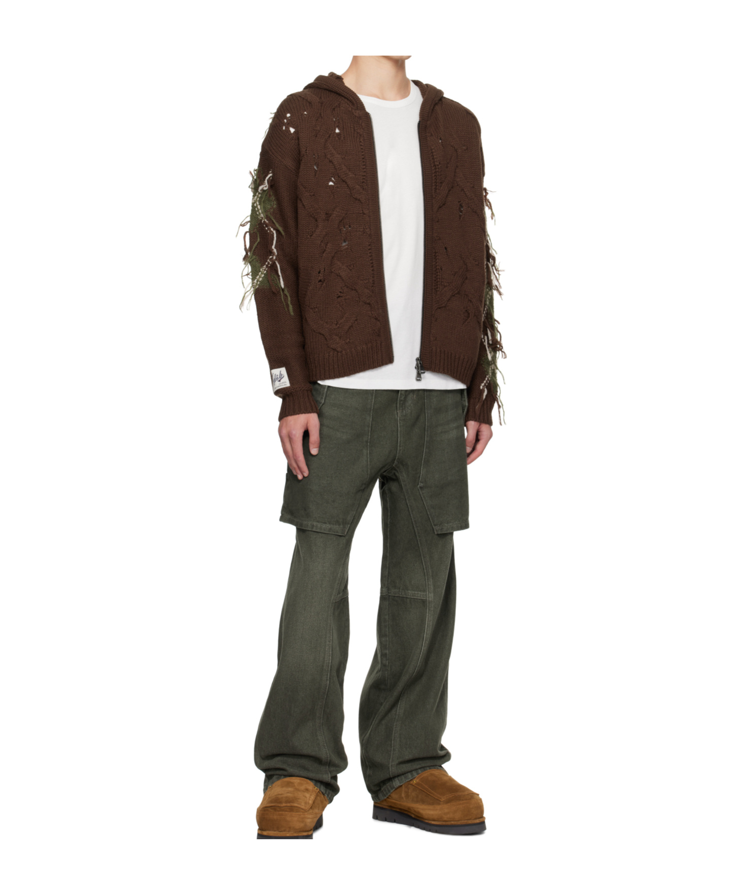 Andersson Bell Brown Argyle Fisherman Zip-up Hoodie In Brown