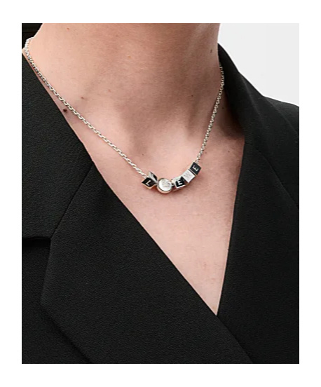 Loewe Pebble Cube Sterling Silver Necklace In White