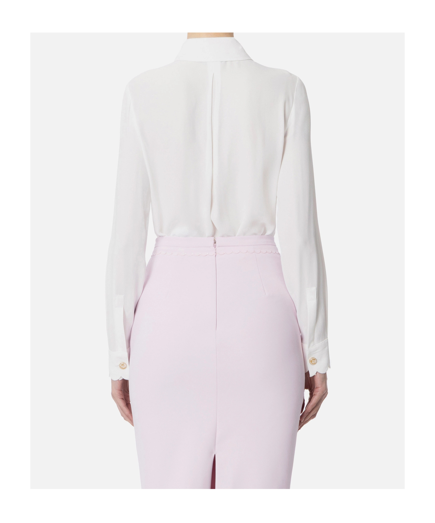 ELISABETTA FRANCHI SHIRT IN VISCOSE FABRIC WITH EMBROIDERED SCALLOP