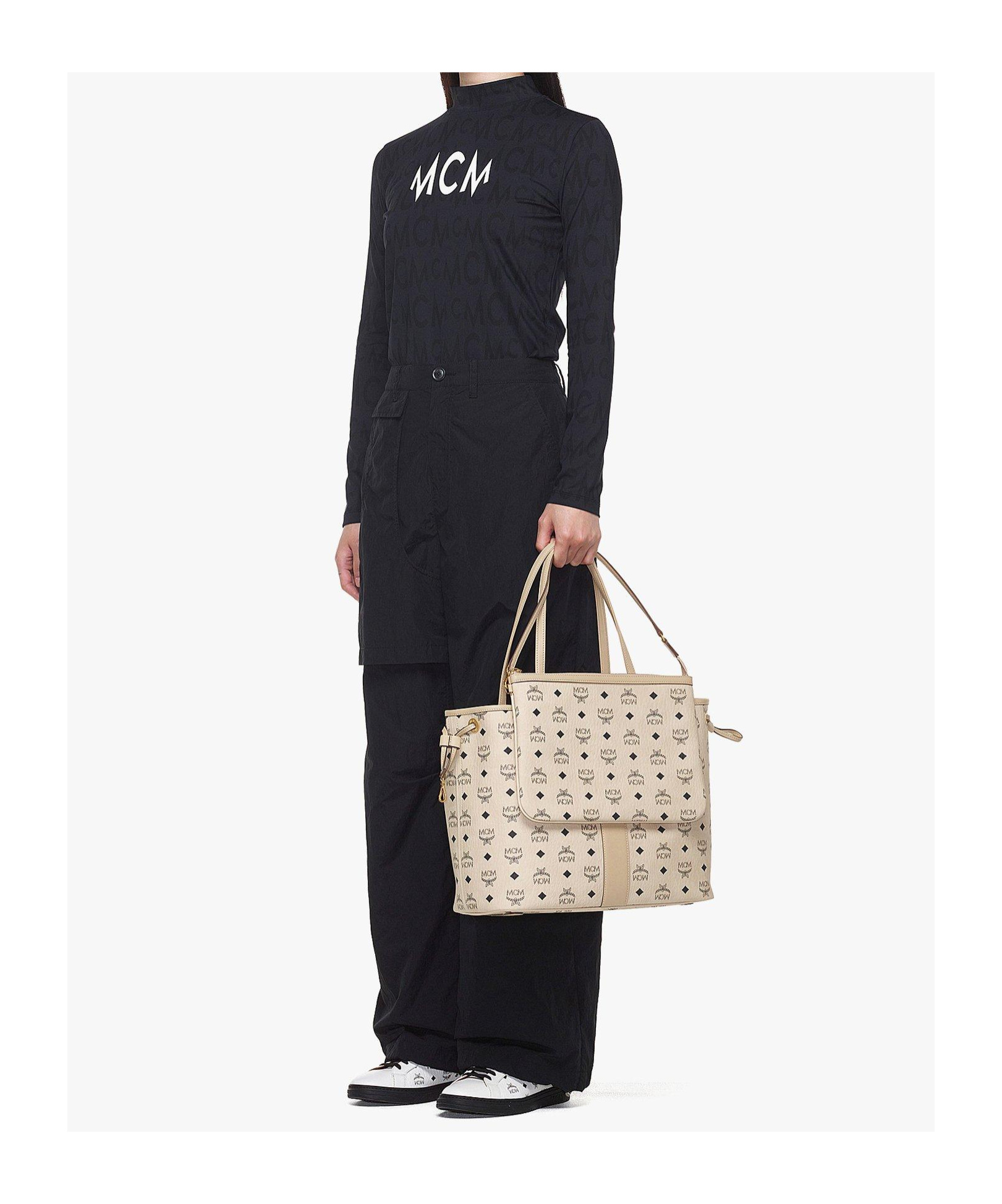 Mcm Liz Reversible Top Handle Medium Tote Bag In Nude