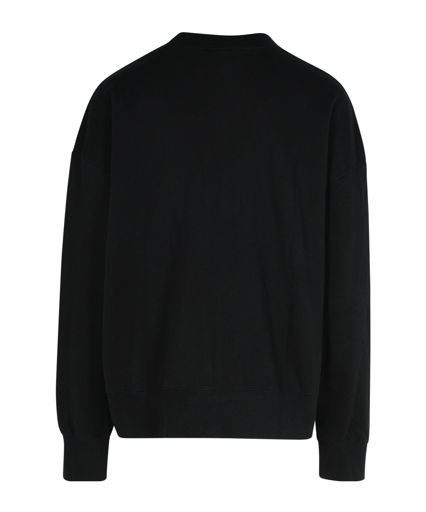 Palm Angels Black Cotton Crew Neck Sweatshirt With White Logo In Black
