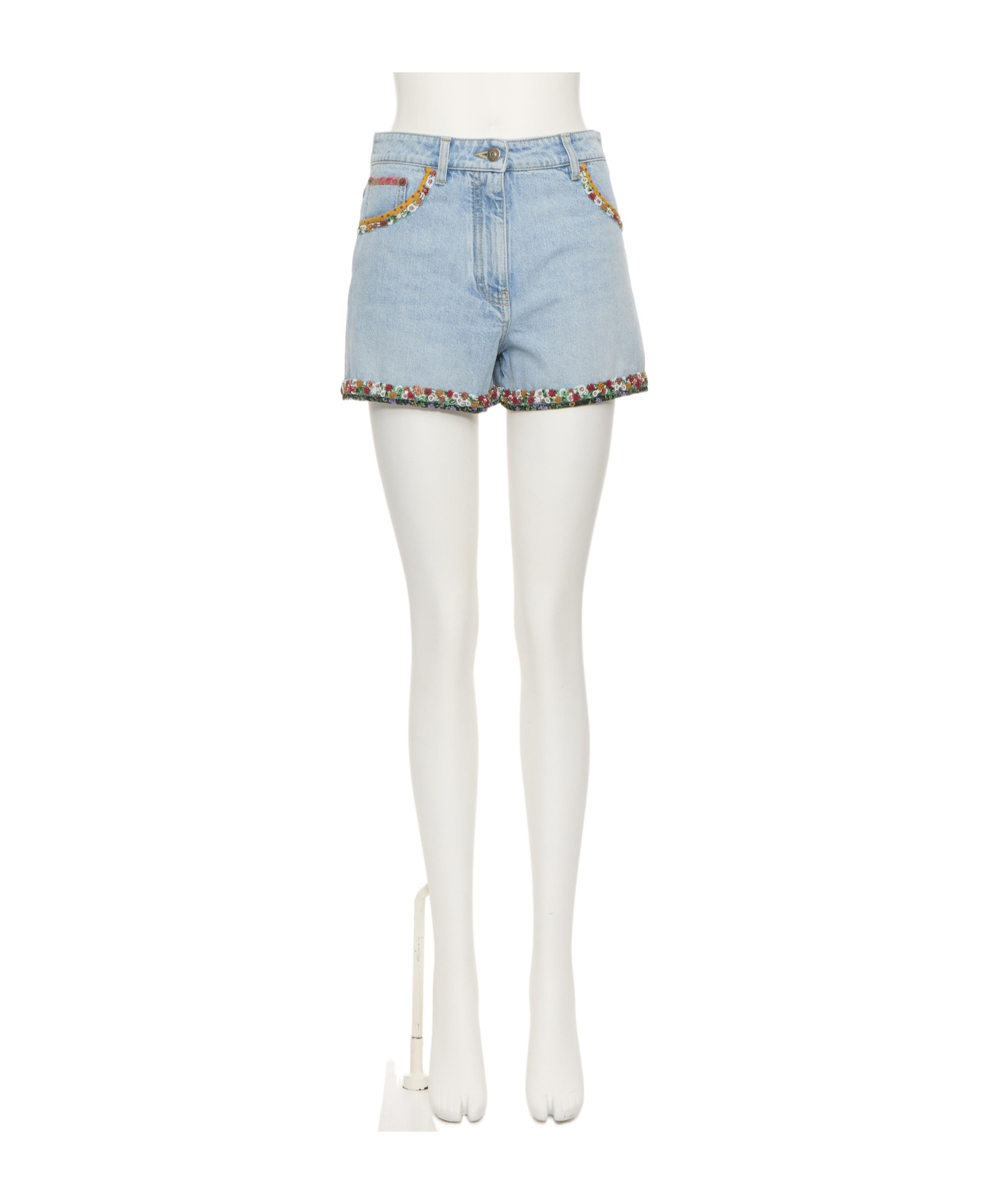 Valentino Embroidered Denim Shorts