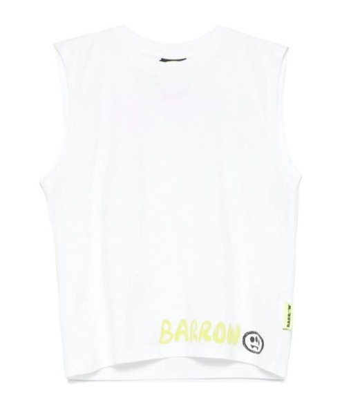 Barrow Kids Logo Printed Crewneck Tank Top In White