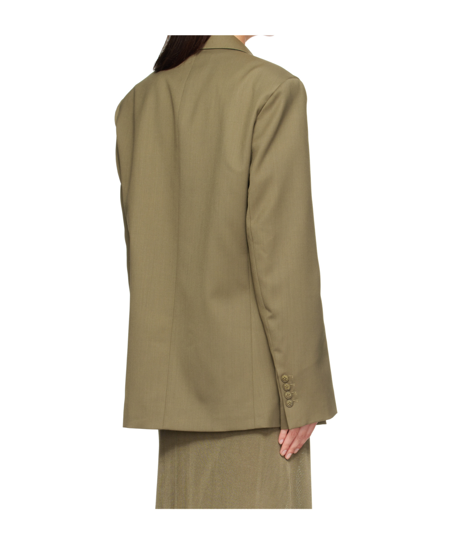 The Frankie Shop Khaki Newark Double Breasted Blazer In Brown