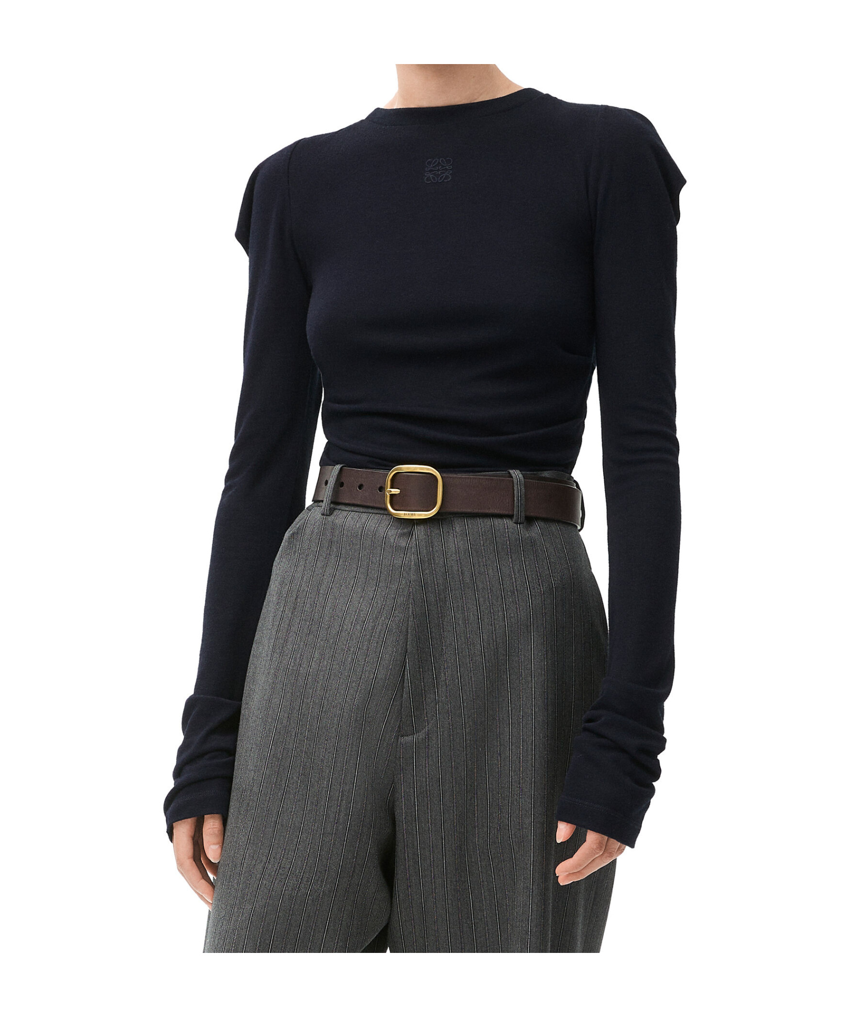 Loewe Long Sleeve Top In Viscose And Silk In Black