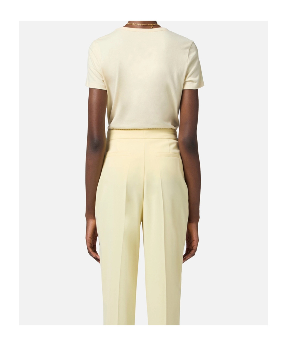 Elisabetta Franchi Jersey T-shirt With Bow Necklace In Lemonade