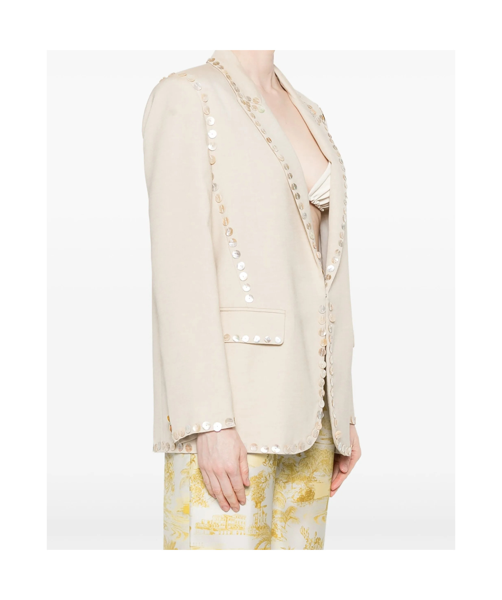 Shop Forte Forte Button-embellished Blazer In White