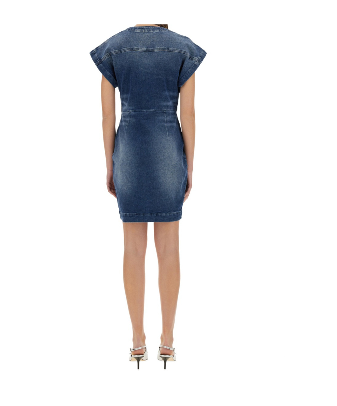 Moschino Slim Fit Denim Dress V-neckline In Blue