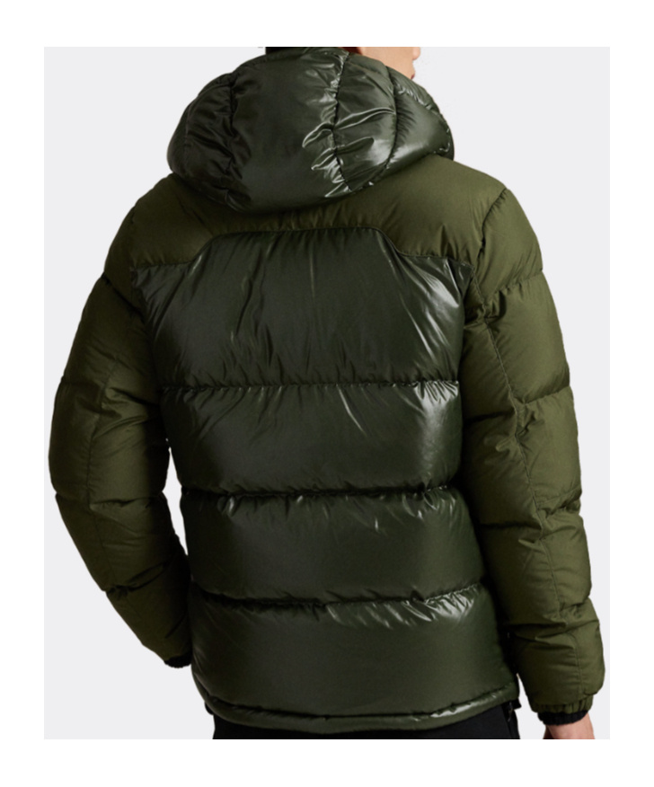 Polo Ralph Lauren Quilted Hooded Coat Chest Pocket In Green