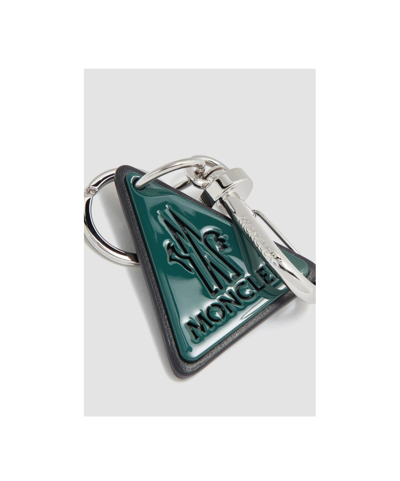 Moncler Leather Logo Key Ring In Blue