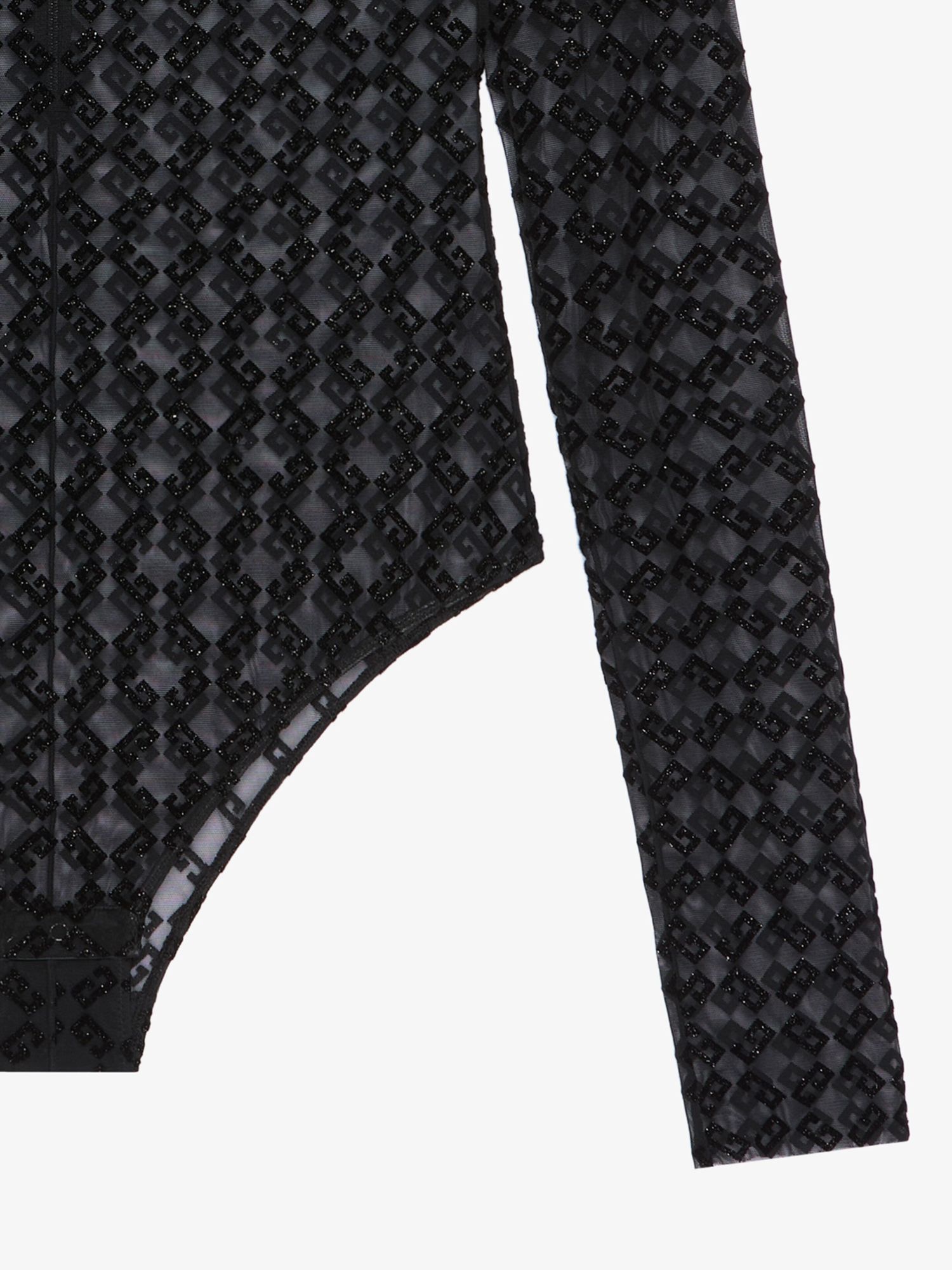 Shop Givenchy Bodysuit In Shiny Monogram 72 Tulle In Black