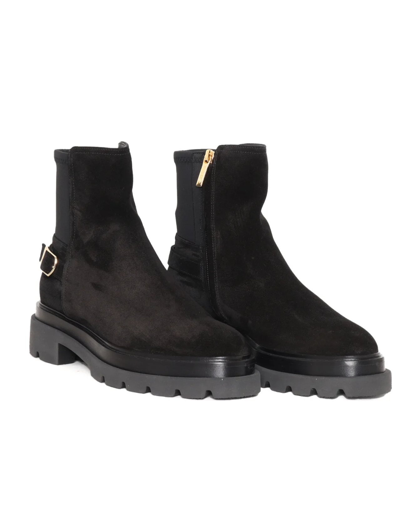 Santoni Elegant Comfort Ankle Boots With Side Buckle In Black