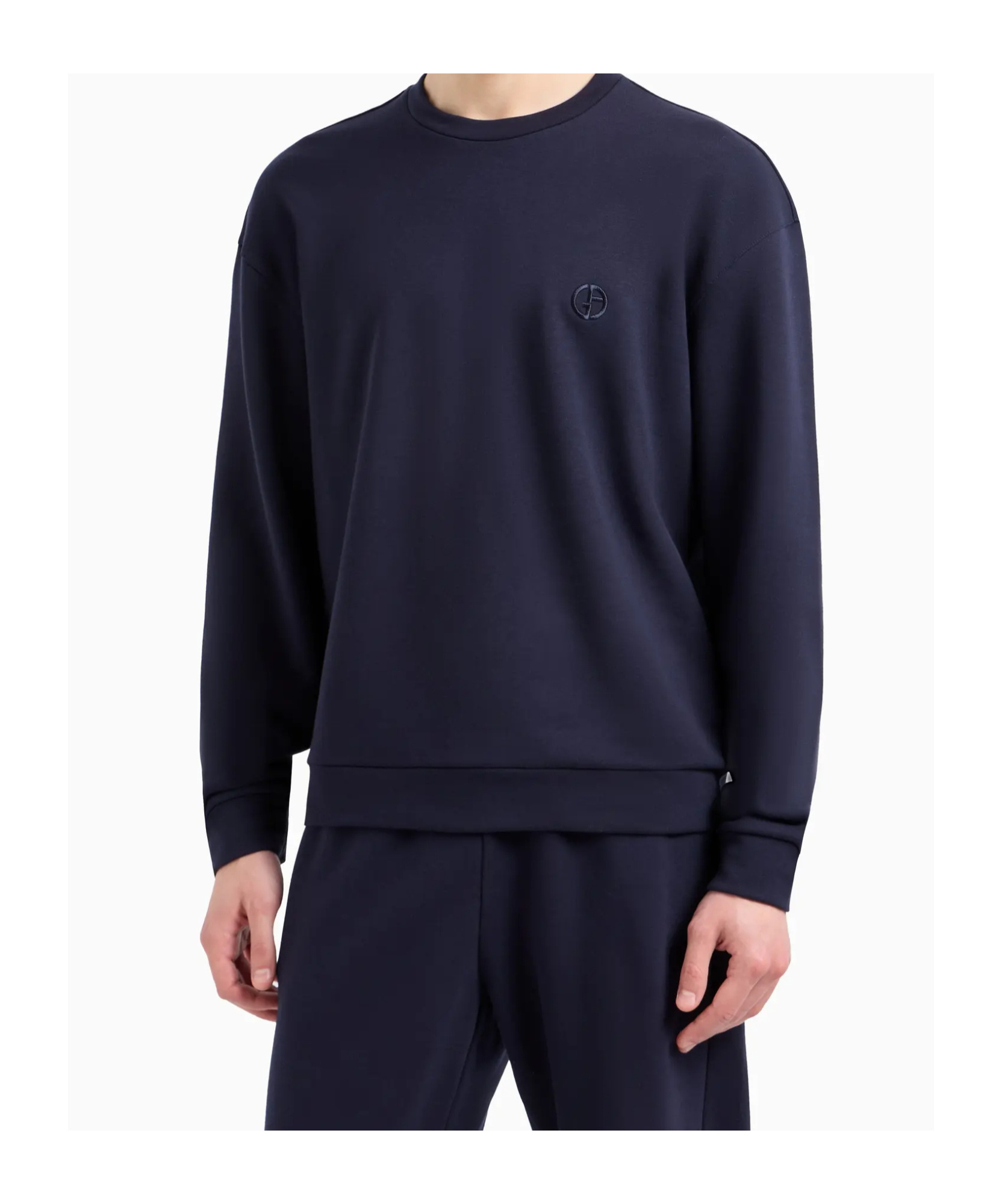 Giorgio Armani Cotton And Cashmere Crew-neck Sweatshirt In Blue