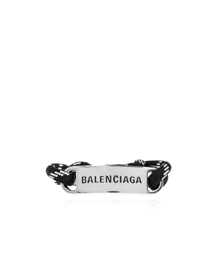 Balenciaga Logo Engraved Bracelet In White
