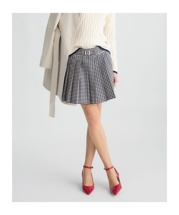Liu •jo Liu Jo Check Pattern Pleated Miniskirt With Belt Loops In Gray
