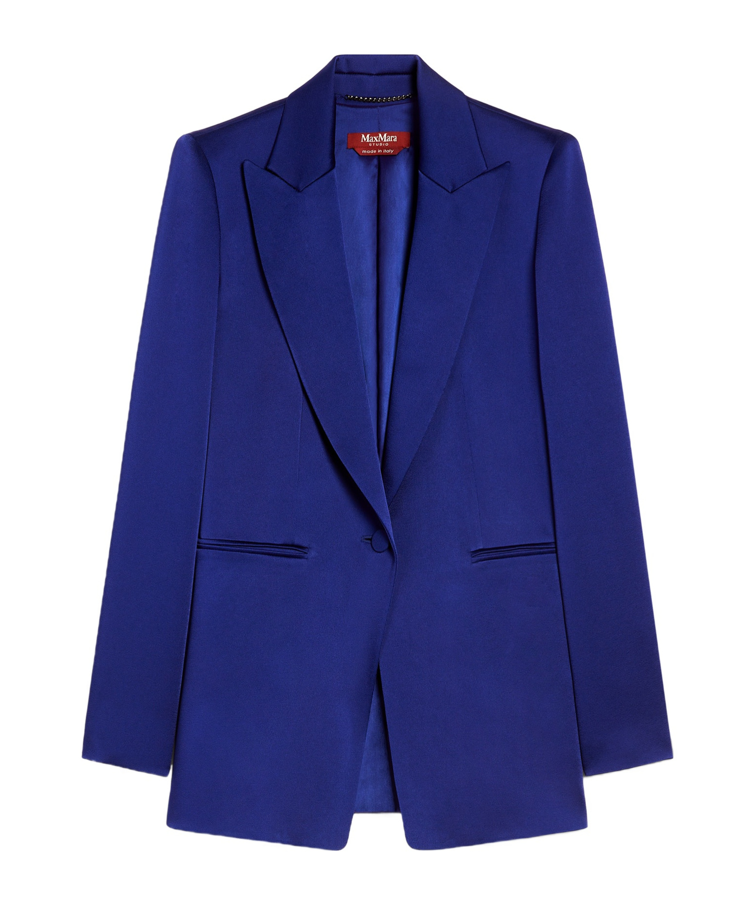 Shop Max Mara Single-breasted Envers Satin Blazer In Blue