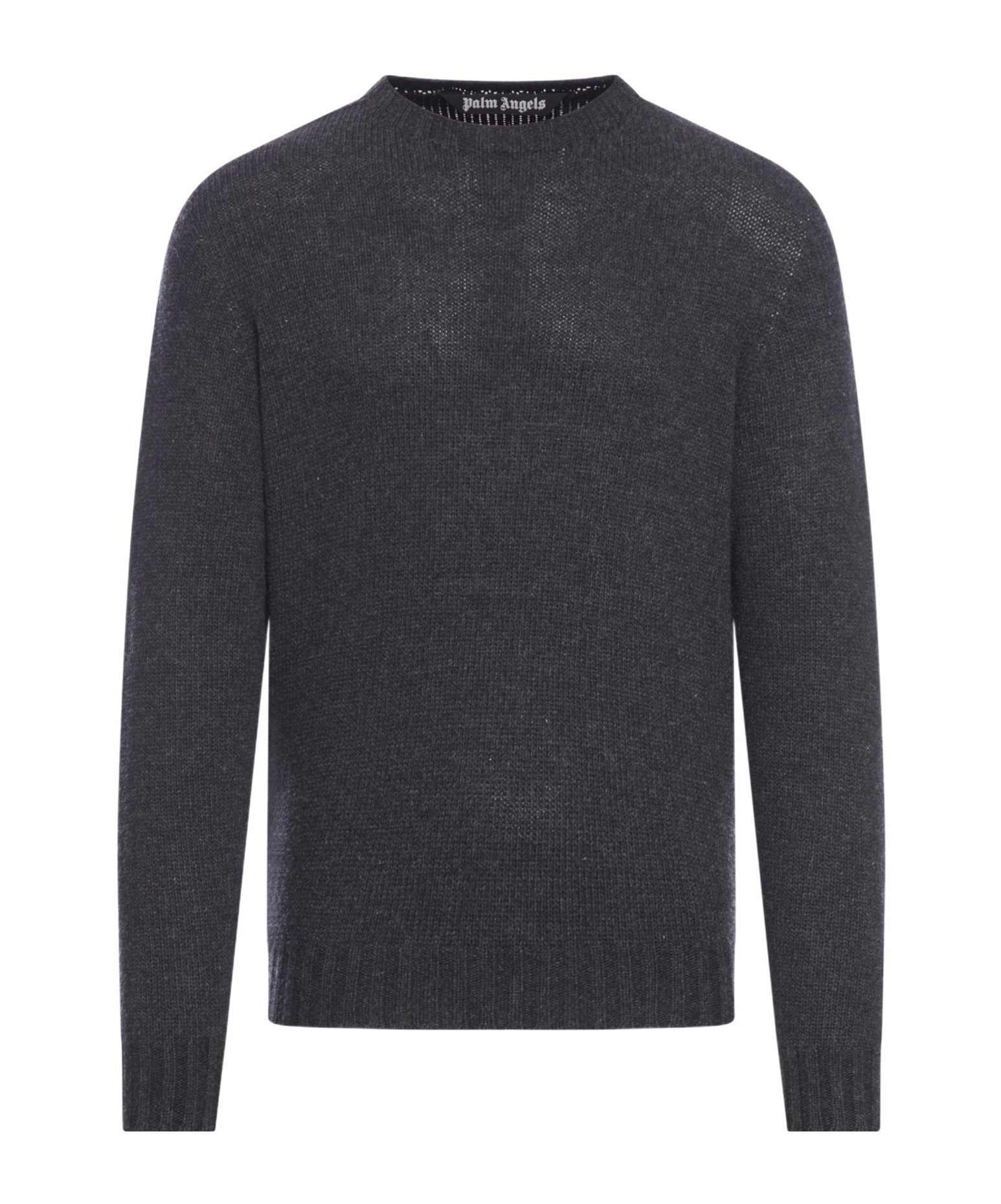 Palm Angels Men Curved Logo Sweater Knit Round Neck In Black