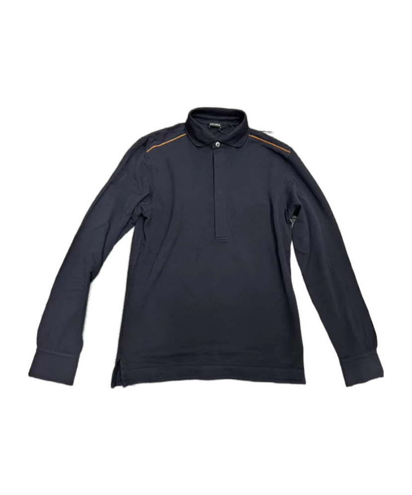 ZEGNA STRIPE-DETAIL COTTON POLO SHIRT