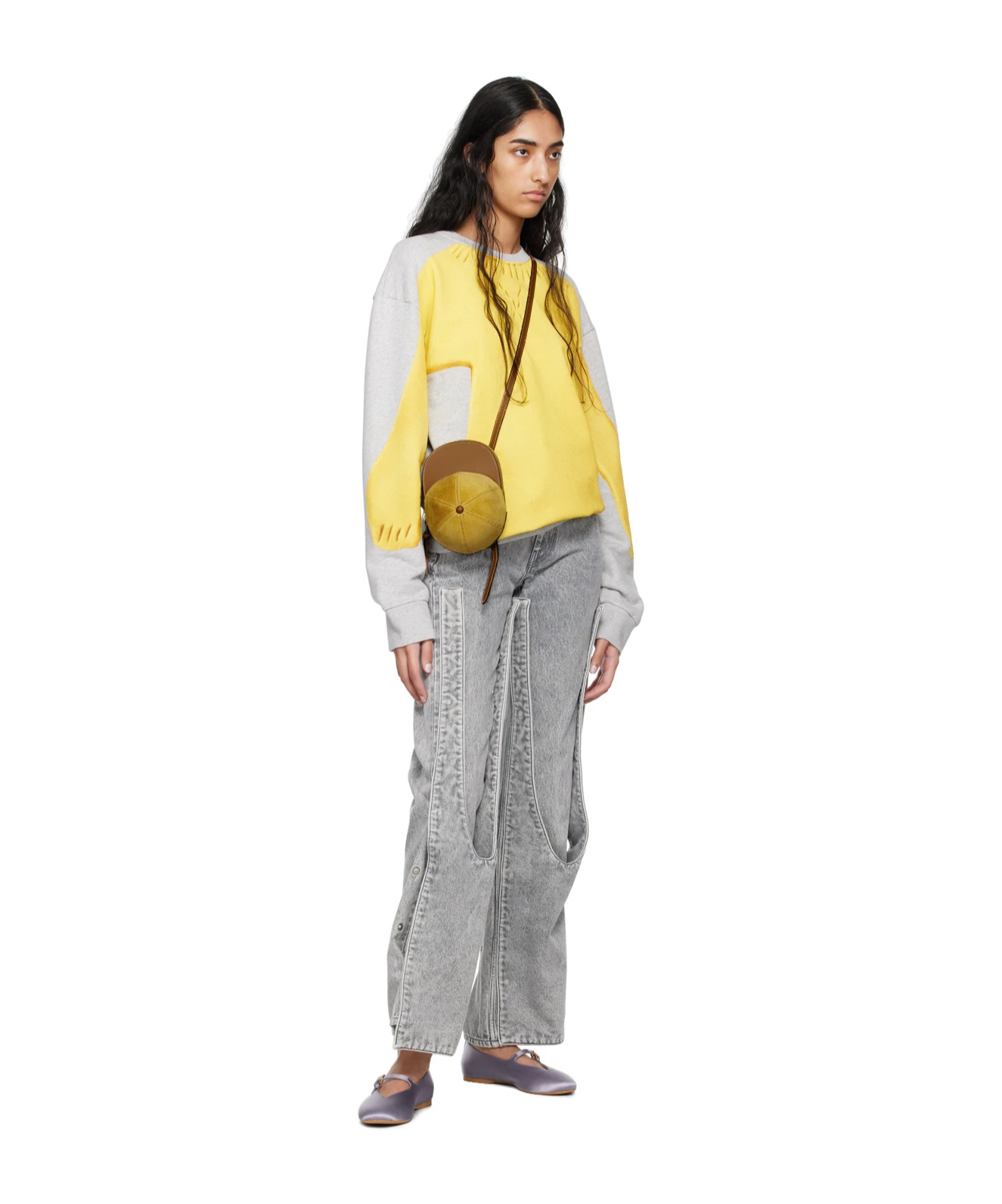 Jw Anderson Pin-button Belted Ballet Shoes In Gray