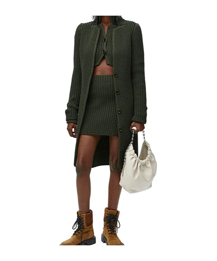 Loewe Cropped Cardigan In Technical Knit In Green