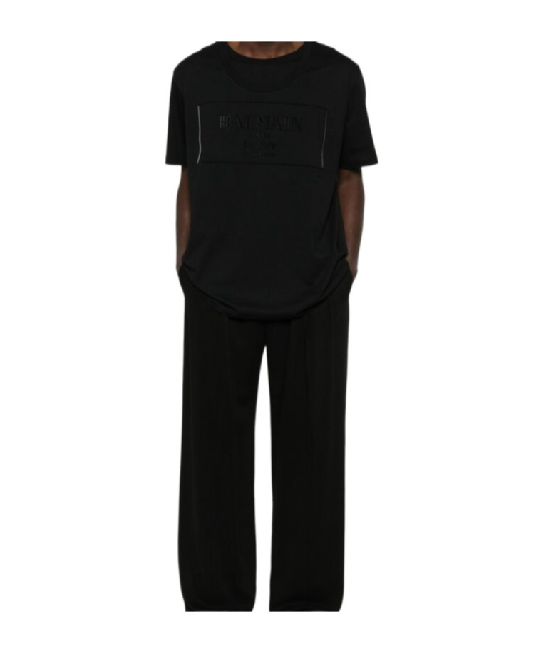 Balmain Flocked-logo T-shirt In Black