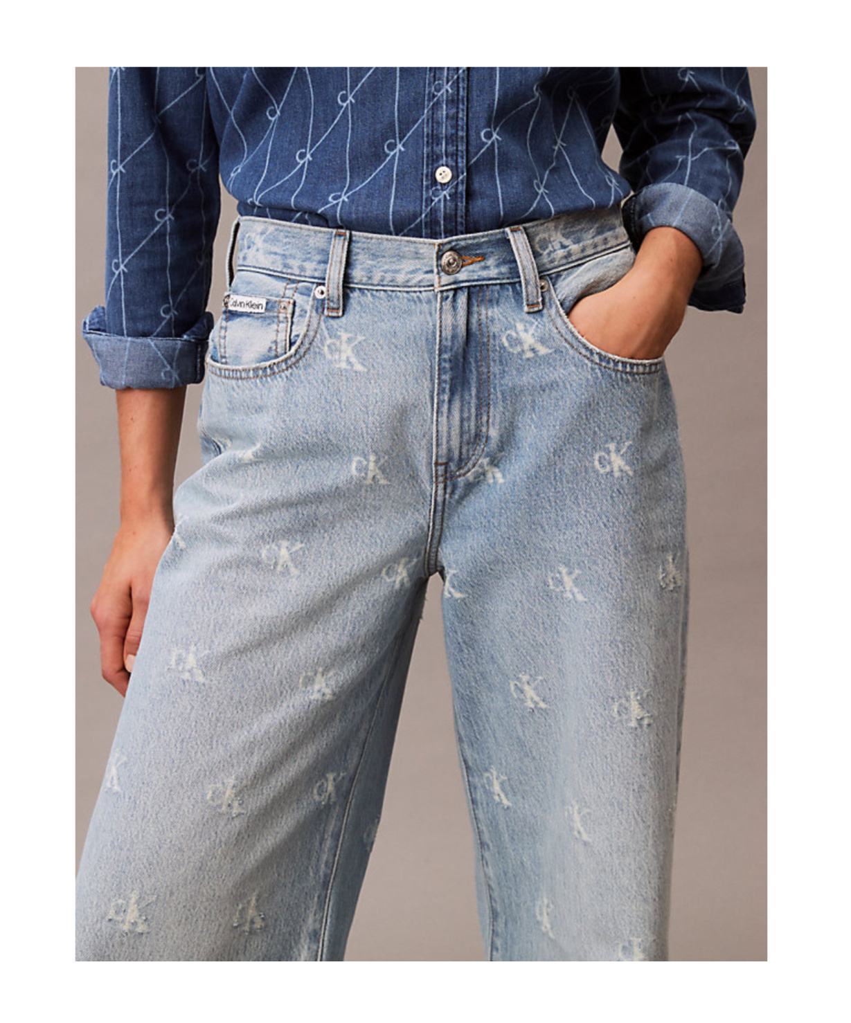 Calvin Klein Jeans Est.1978 Wide Leg Logo Jeans In Blue